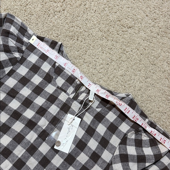 Rylee + Cru NWT Linen Marley Charcoal Checkered Gingham Babydoll Mini Dress XS - Picture 8 of 14